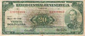 Billete De 20 Bolivares De Mayo 10 De 