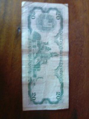 Billete De 20 Bolívares De  Serial: B