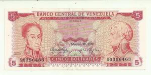 Billete De 5 Bs. Marzo  Letra S Au