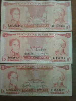 Set De Billetes De 5 Bolivares De  Y 