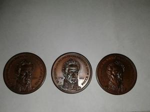 Tres Monedas De Coleccion Del Bicentenario Del Nacimiento