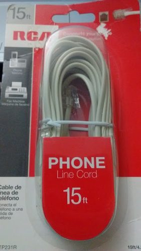 Cable De Telefono Marca Rca De 4.5 Metros Blanco Rj11