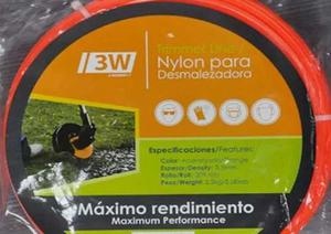 Nylon Para Desmalezadora Por Metro 3.3mm Naranja Cuadrado 3w