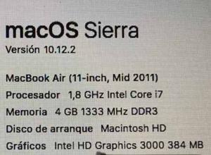 Macbook Air Midpulgadas I7/1.8ghz /256 Gb Ssd