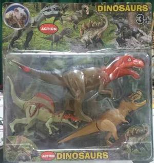 Set De 3 Dinosaurios Muñecos Y Figuras Grandes Juguetes
