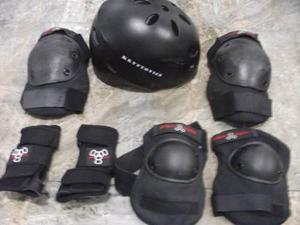 Combo Rodillera,codera,munequera, Marca Triple 8 Y Casco