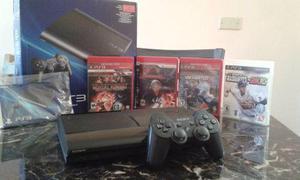 Ps3 Super Slim 500gb + 2controles + Fisicos Y Digital