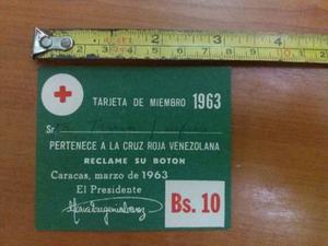 Tarjeta De Miembro Cruz Roja Venezolana  Coleccionable