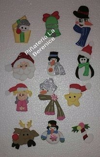 Adornos Navideños En Foami Santa Claus Muñeco De Nieve Y