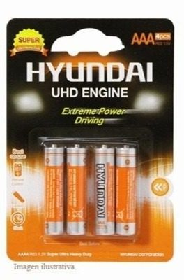 Baterias Pilas Aaa Marca Hyundai 4 Und -somos Tienda Virtual