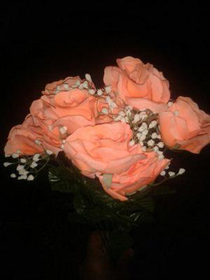Flores Artificiales Rosas Color Salmon