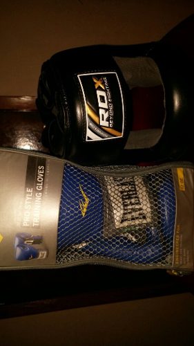 2 Par Deguantes De Boxeo Everlast 12oz Y Protector De Cabeza