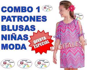 Combo 1 Patrones Moldes Blusas Niñas Moda