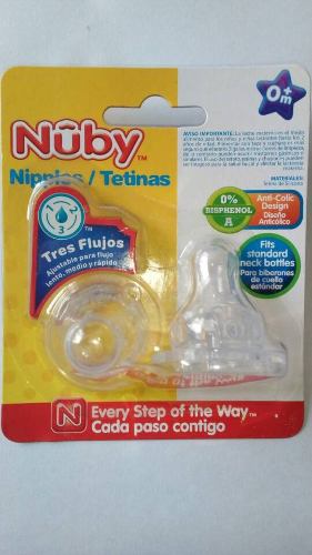 Tetinas Nuby Tres Flujos Bebes 0 Meses + Nuevo