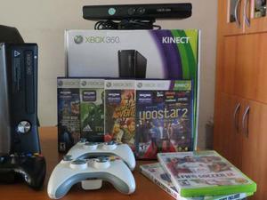 Xbox 360 Con Caja + 3 Controles + Kinect + Chip Rgh 500gb
