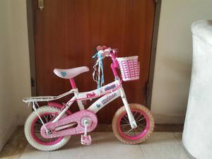 Bicicleta Barbie Original Rin 12 Con Ruedas De Apoyo