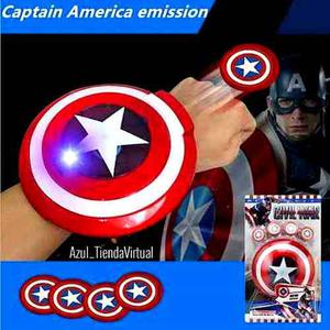 Juguetes Escudo Capitan America Lanza Disco Tazos Luz Sonido