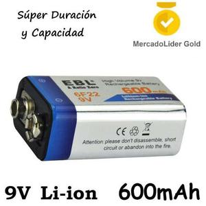 Pila | Bateria Recargable 9v | Super Duracion 600mah Li-ion