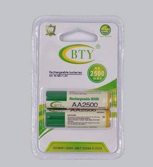 Pila Bateria Recargables Aa 2500mah Ni Mh Por Par Marca Bty