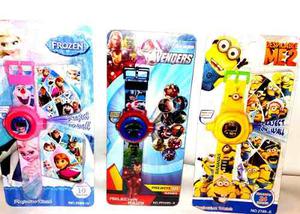 Reloj Proyector Frozen, Minions Y Avengers 100% Nuevo