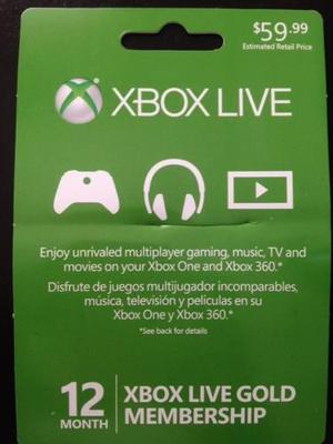 Tarjeta Xbox Live 12 Meses (en Físico)