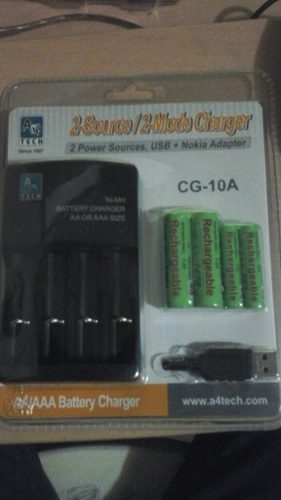 Cargador De Pilas Aa Y Aaa A4tech Carga Vía Usb