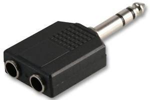 Conector Adaptador Plug 6.35mm Macho A 2 Jack 6.35mm Hembra