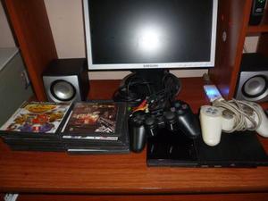 Playstation 2 Slim + Chip + 2 Controles + 18 Juegos