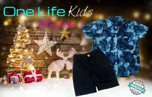 Conjuntos Para Niños Casual Camisa Bermuda Pantalón