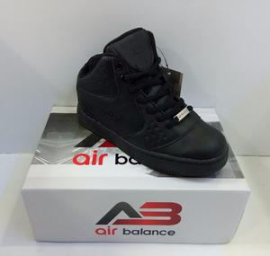 Zpt Botas Colegial Air Balance, Tallas . Todo Negro.