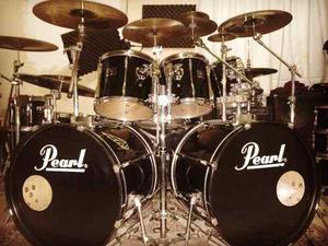 Bateria Pearl Export Doble Bombo Negra Y Doble Pedal Axis