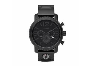 Reloj Fossil Negro Correa Metalica Con Brujula