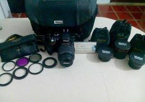 Camara Nikon D3200 Lente 18-55mm Filtros Como Nueva