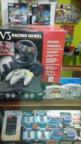 Nintendo 64 Usado + Volante Con Pedal Nuevo + 2 Juegos