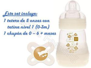 Combo Mam 1(un) Tetero 5 Oz/160ml Y Un Chupón 0-6+ Meses