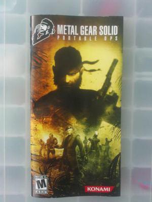 Manual Psp Metal Gear Solid Portable Ops