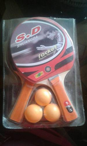 Raquetas De Ping Pong Marca Sd Con 3 Pelotas