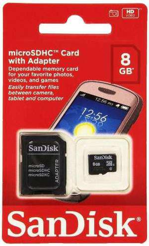 Memoria Micro Sd Sandisk 8gb Con Adaptador Sd Paga Debito