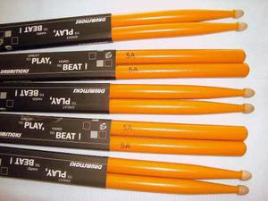 Baquetas 5a Drumsticks Para Batería Punta M Color Amarillas