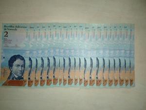 Billetes Consecutivos De 2 Bolívares.