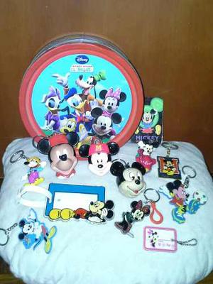 Combo Coleccion Mickey Mouse Y Minnie 13 Pzas Llavero Lata