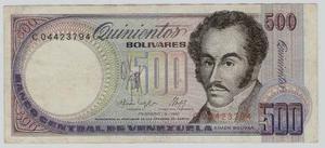 Exelente Y Super Dificil Billete De 500,bs De 