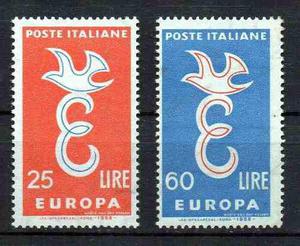 Estampillas Italia Emision Europa. 1958. Nuevas