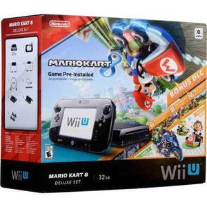 Nintendo Wii U 32gb Negro Deluxe Mario Kart 8 Usado Buen Est