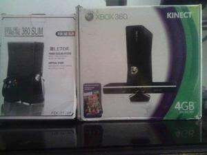 Xbox 360 Slim 4gb Kinect Y Accesorios Total Mente Original