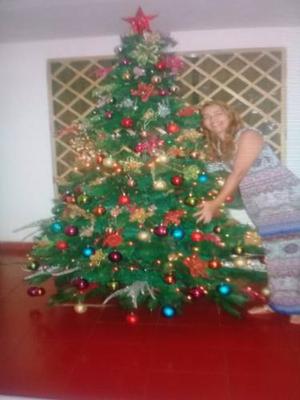 Arbol De Navidad De 2.10 +decoracion +pesebre+luces+adornos