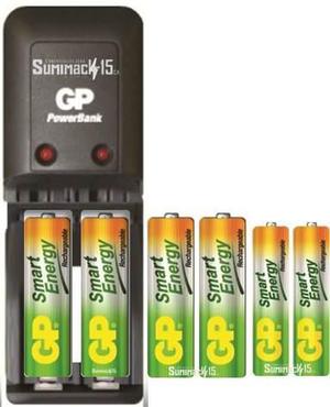 Cargador Gp Smart Con 4aa Y 2aaa 1000/400mah Recargables