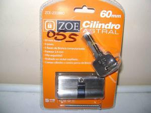 Cilindro Astral De Alta Seguridad Marca Zoe 5 Llaves 60mm