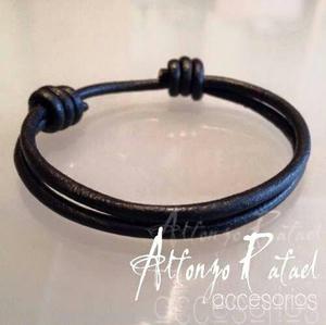 Pulsera De Cuero Para Caballeros Con Nudos Ajustables