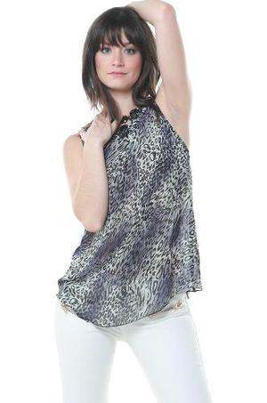 Blusa Halter Animal Print Gris Saints Clothes